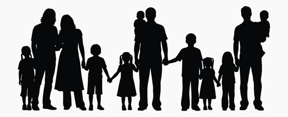 Family Silhouette: A heartwarming silhouette of diverse families, representing the bonds of togetherness, love, and support. Capturing the essence of unity and kinship.