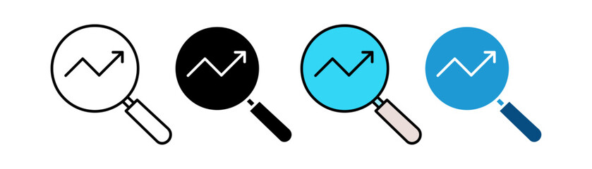 Search Growth Analytics Icon Set Flat Minimal Business. Vector Illustration
