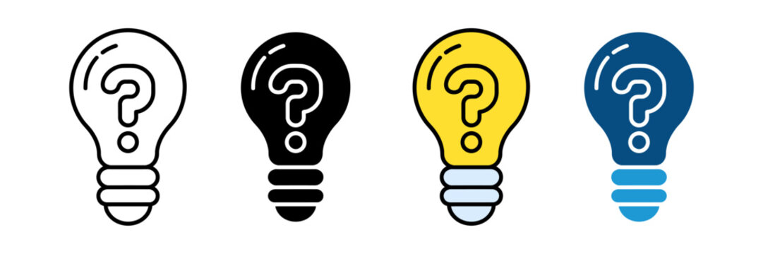 light bulb with question mark &zwj;icon set. Idea Lightbulb Icon Set Flat Minimal Innovation. Vector Illustration