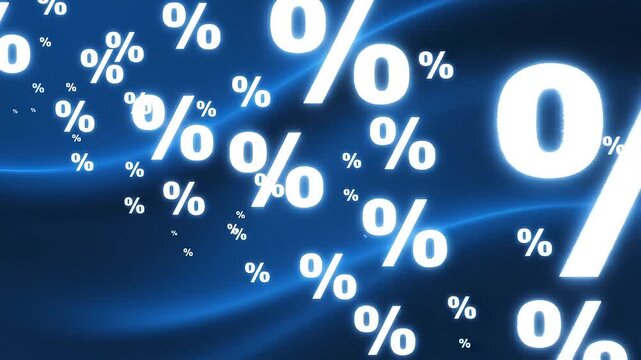 Percent Sign Symbols on Blue Background.