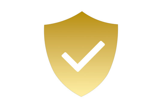 gold shield checkmark icon for security and protection