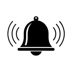Fototapeta premium A simple black graphic depicts a ringing bell with radiating sound waves a striking silhouette high quality professional detailed modern elegant stylish clean crisp vibrant colorful