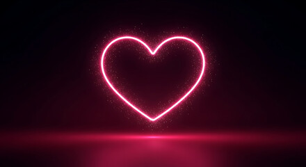 Electric Love Neon Heart Display Dark Stage Background