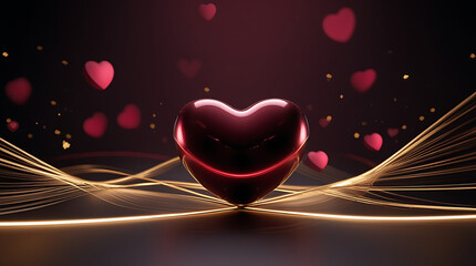 Crimson Heart Center Stage Golden Streaks Dramatic Background