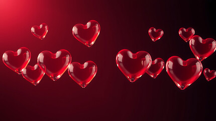 Brilliant Glass Hearts Romantic Valentines Day Background