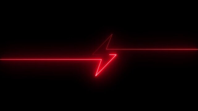 Neon line Battery charging power symbol icon. Neon lightning bolt sign. Lighting bolt icon. Neon battery icon concept.