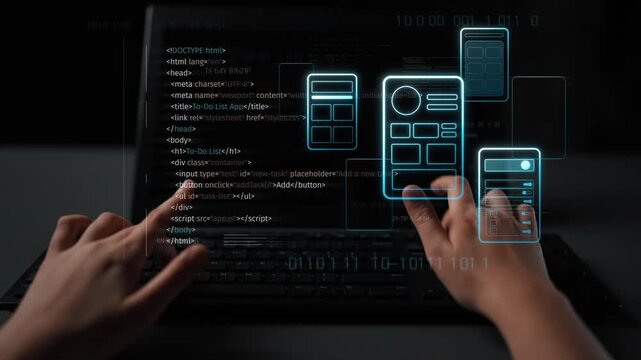 UI UX mockup showing application layout, structure, and code interface. UI design defines user flow, UI design improves clarity, UI design enhances experience, and UX design supports logic. Marrow