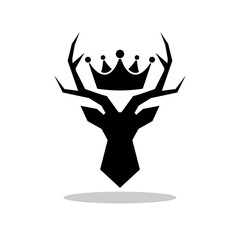 Naklejka premium Deer antler head crown icon with shadow