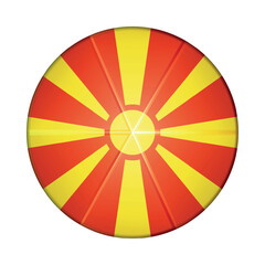 Obraz premium Glass light ball with flag of Macedonia. Round sphere, template icon. Macedonian national symbol. Glossy realistic ball, 3D abstract vector illustration. Big bubble.