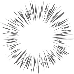 Obraz premium Comic speed lines effect. Cartoon manga book radial burst. Action graphic of bomb explosion with energy rays and sparks. Anime blast boom end roar abstract stripes