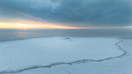 Tolbukhin Lighthouse. Kronstadt. Russia, January 2026