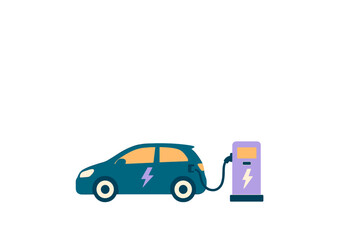 Obraz premium Electric car charging at a station during the day presenting a modern approach to eco-friendly transportation