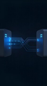 Secure server connection with encrypted data transfer technology concept