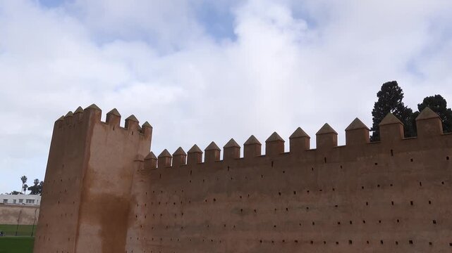 Rabat, Morocco The exterior crenelated wall of the Chellah Castle.