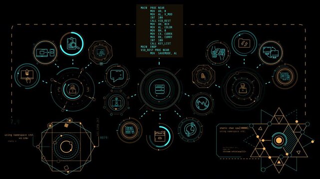 Animated infographic schema on the theme of AI workflow automation.