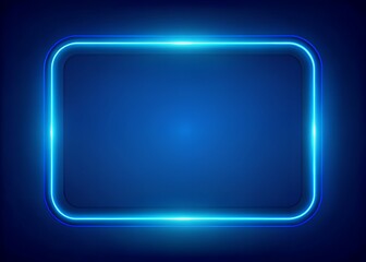 glowing blue neon rectangular frame with futuristic light border isolated on blue background modern digital design concept