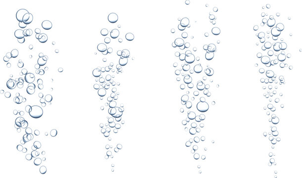 Bubbles rising in water a collection of varying sizes and densities