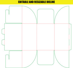 Versatile Editable and Resizable Dieline Layout for Various Packaging Box Designs