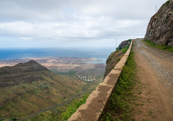 Mountain road leading to Monte Verde on S&atilde;o Vicente Island, Cape Verde