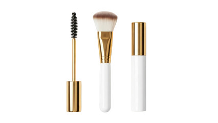 Obraz premium Elegant gold-trimmed makeup brush set for professional beauty application and grooming