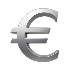 Fototapeta premium A silver euro sign on a white background, great for financial and economic uses