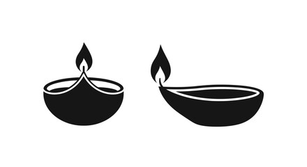 Two traditional oil lamps illustrated in a striking black silhouette © RASHIDA