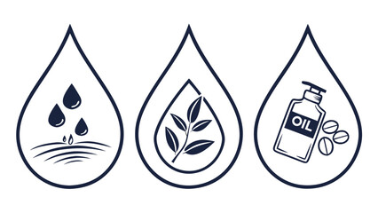 Natural oil production process - in trendy line style, line icons set, media, website, blog, content, web icon set, Vector illustration