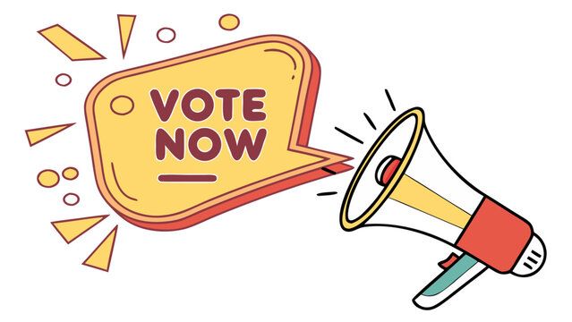 Urgent call to vote now - in trendy line style, line icons set, media, website, blog, content, web icon set, Vector illustration