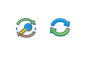Obraz premium Design of key and refresh symbols shows connection between security and data management