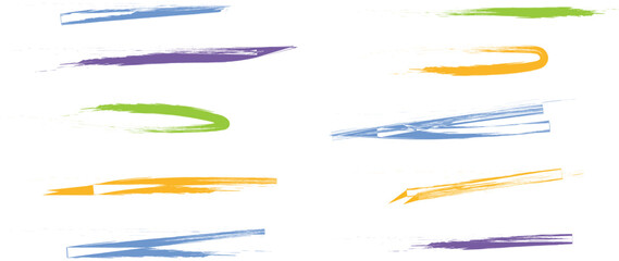 Colorful Hand Drawn Brush Strokes and Scribble Lines Abstract Vector Set