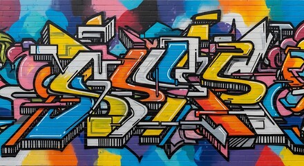 Obraz premium Colorful Graffiti Art Mural on Brick Wall image photo