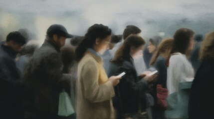Fototapeta premium Group of people are standing in a line