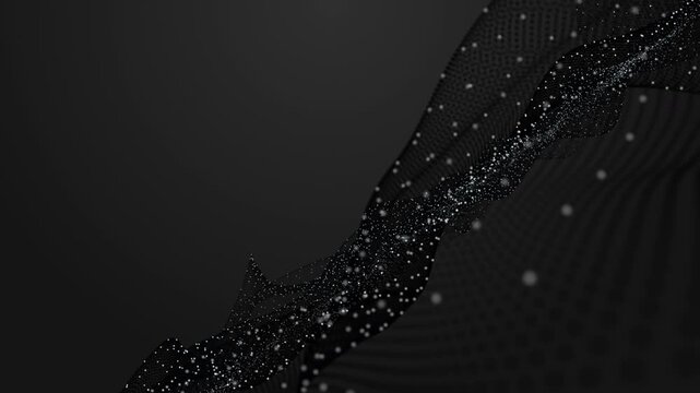 Magical video animation with particle wave object in slow motion, 4096x2304 loop 4K