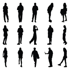 Vector collection set of individual people silhouettes.