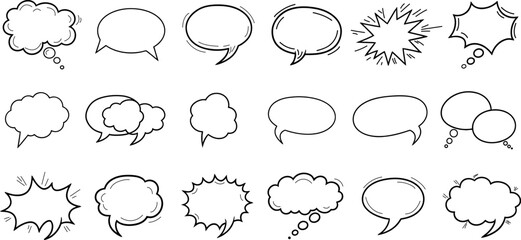 Fototapeta premium Collection of comic speech bubbles and chat icons