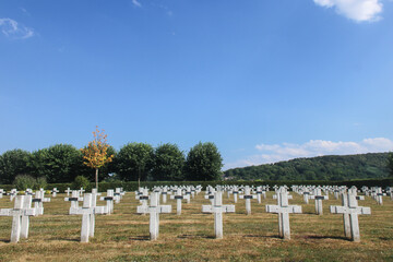 La n&eacute;cropole nationale de Rougemont rassemble en tombes individuelles les corps des soldats de la 1re arm&eacute;e fran&ccedil;aise tomb&eacute;s au cours des combats des Vosges en 1944