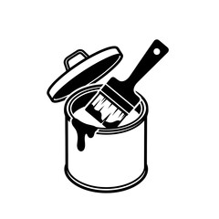 Paint can with brush inside.