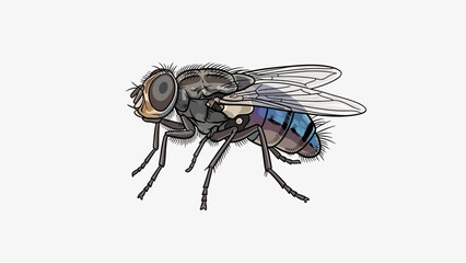 Obraz premium Cartoon Fly Illustration with Detailed Features on White Background
