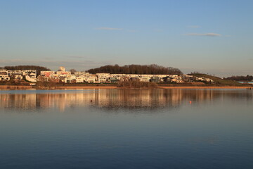 Fototapeta premium Sonnenuntergang am Dortmunder Phoenix See 