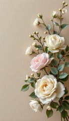 A striking, modern position set against a neutral abstract backdrop in soft pastel beige tones, gently textured to evoke a subtle sense of depth and tranquility