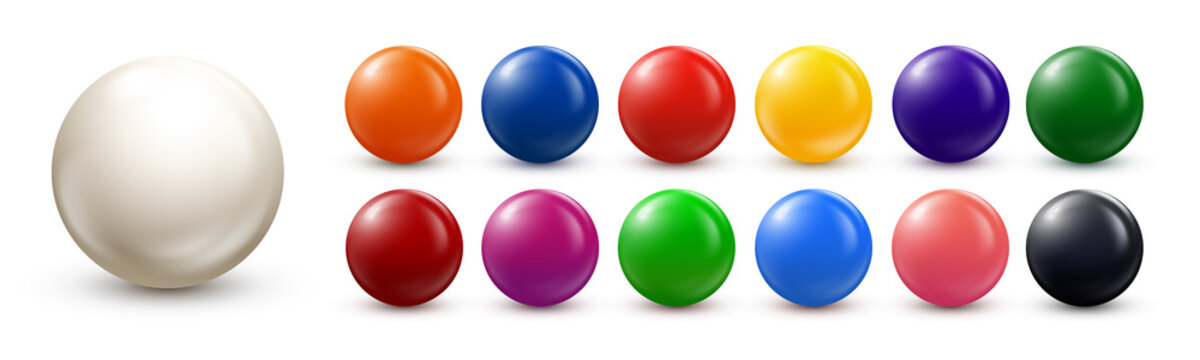 Balls set. Collection of abstract colorful buttons. Glossy spheres on white background. JPG image