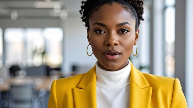 Junge Frau in einem gelben Anzug