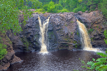 Twin Cascades at a Rocky Waterfall
