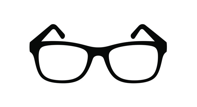 Black framed glasses isolated on a white background silhouette
