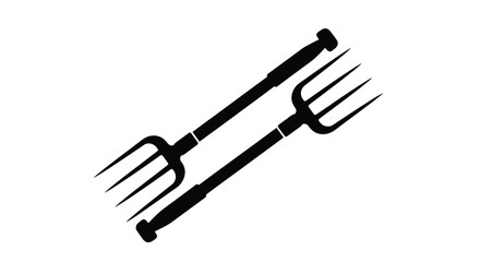 Two pitchforks crossed creating a stark visual silhouette © mst