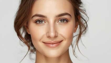 Naklejka premium Image of a beautiful young woman on a white backdrop
