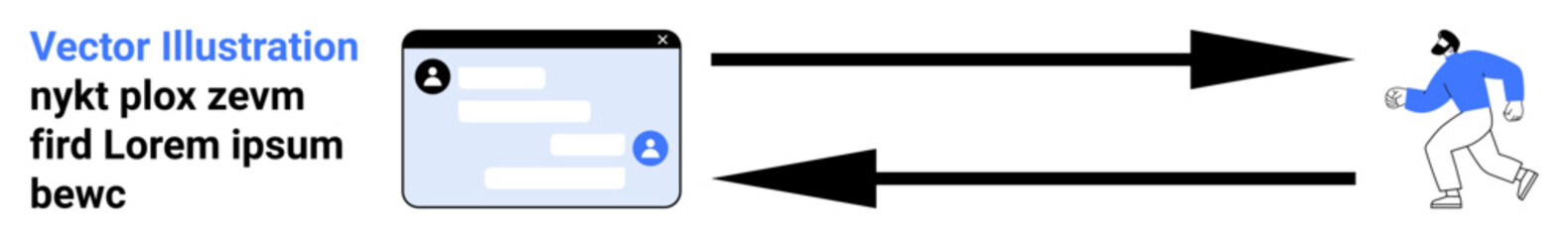 Obraz premium Cybersecurity, identity verification, secure login, communication, data protection, online safety. A login interface with data transfer arrows and a user figure. Cybersecurity and identity
