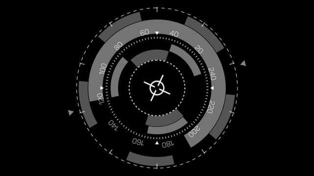 Radar Screen with Rotating Circular Interface and Navigation Data