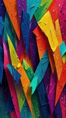 Fototapeta premium Artistic Abstract Background With Thick Acrylic Paint Shards and Neon Rainbow Highlights