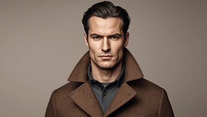 Obraz premium man wearing a hooded coat with a long collar